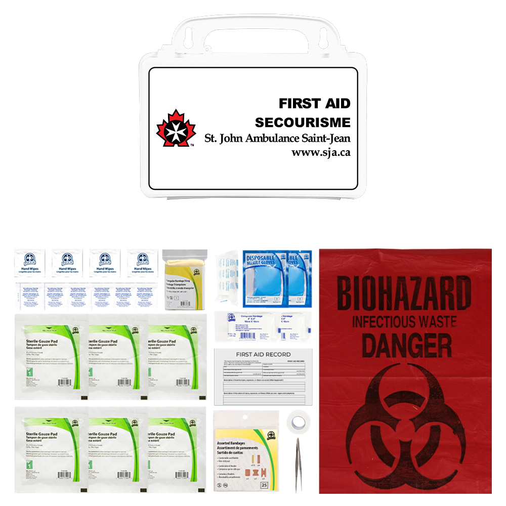 Plastic Personal First Aid Kit - WorkSafeBC Compliant with contents displayed