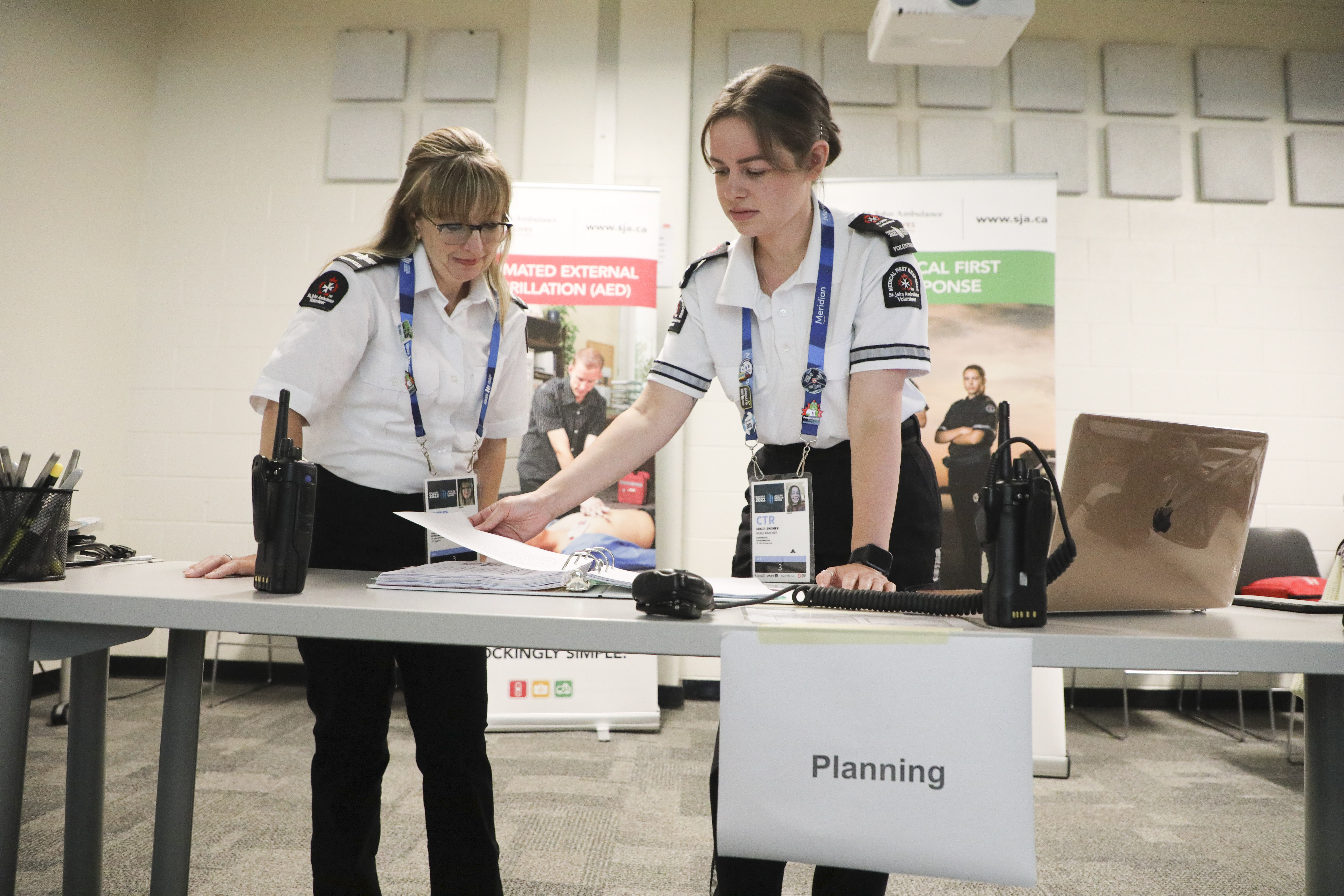 Two St. John Ambulance hands on training 