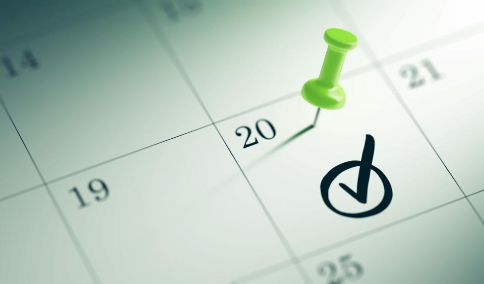 Calendar with pushpin
