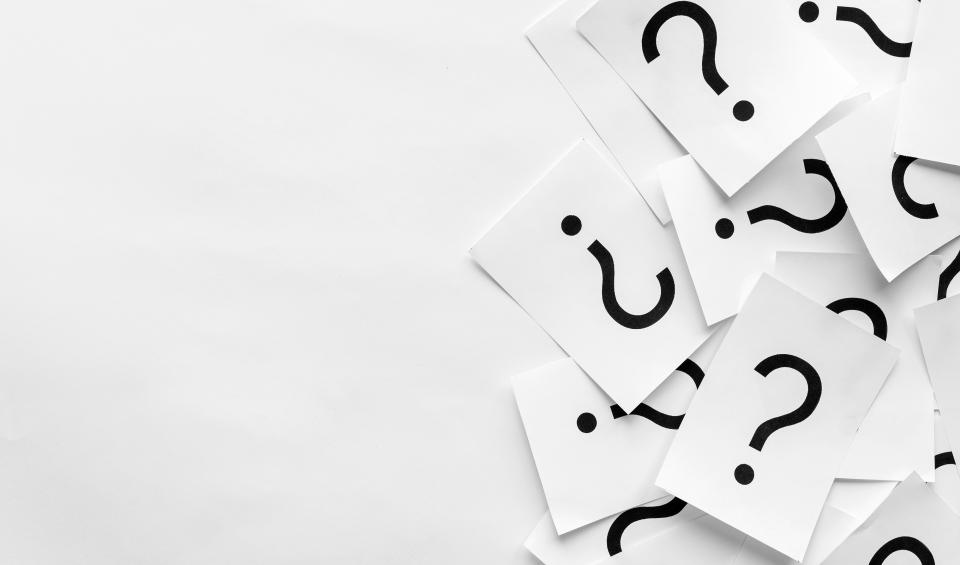 Black Question Mark on white cards