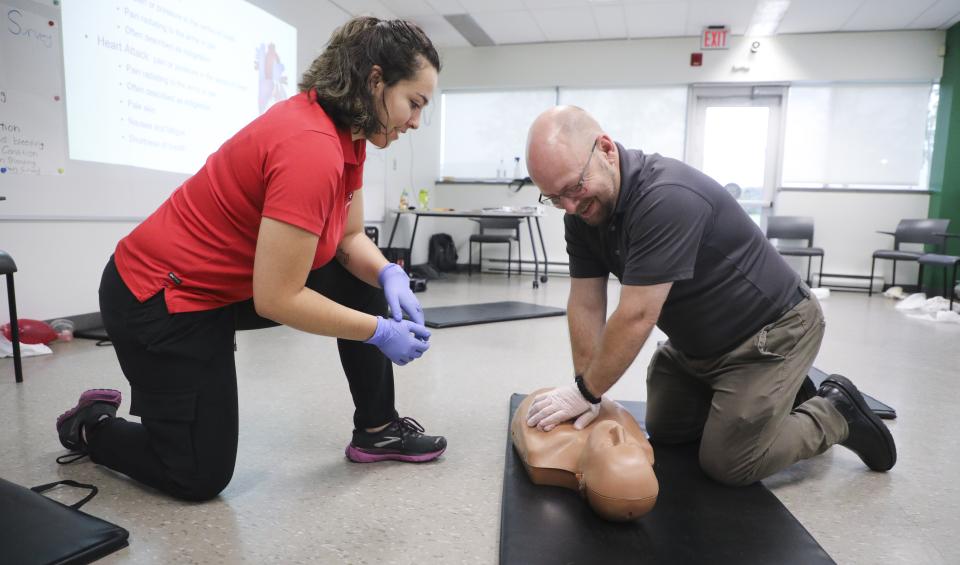 First aid training in a classroom