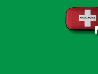 Naloxone Case on green background