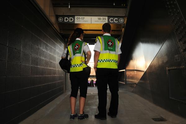 Medical First Responders in a hallway at a stadium