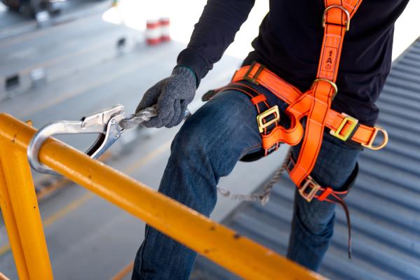 Man with safety harness