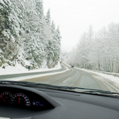 Winter driving scene