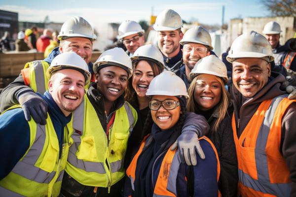 Group of Happy Construction Workers Smiling for the Camera