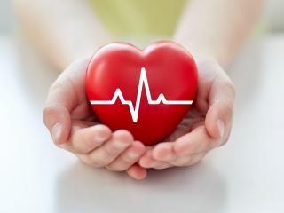 Woman holding heart with pulse